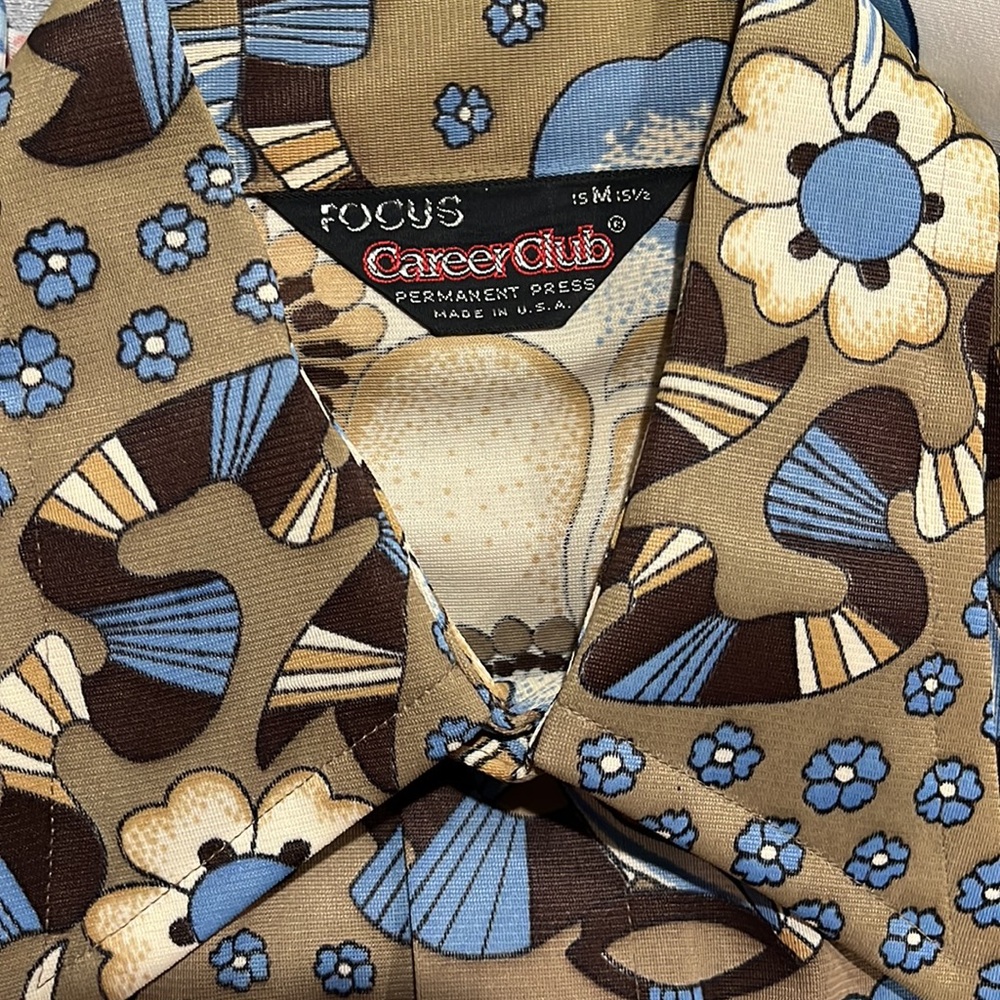 FOCUS Career Club vintage Floral Patterned Men's Shirt medium 70's - Picture 5 of 7